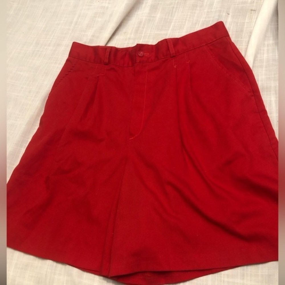 Vintage Samantha High Rise Red Pleated Shorts 80s